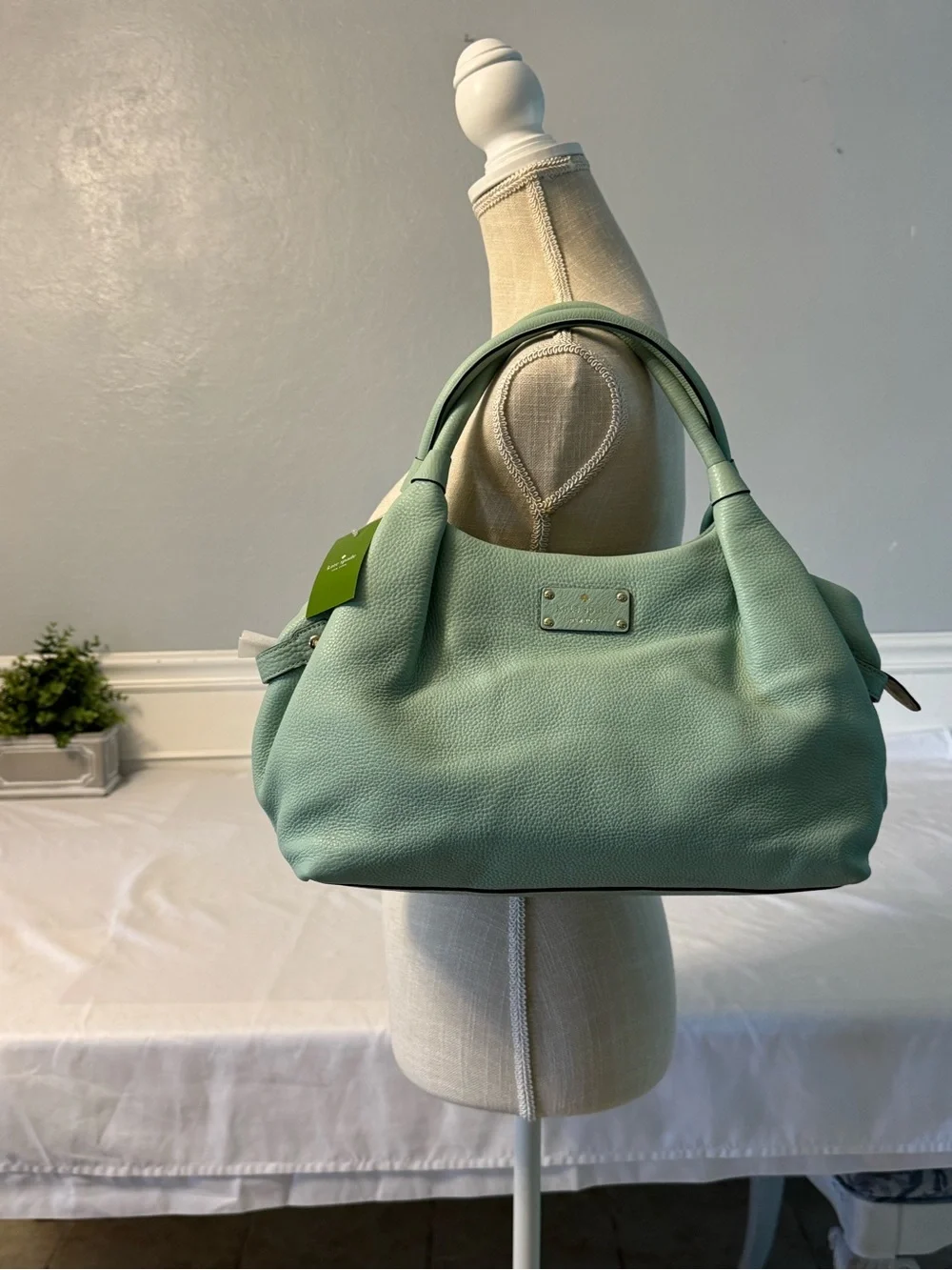 kate spade Dusty Mint Pebbled Leather Shoulder Bag